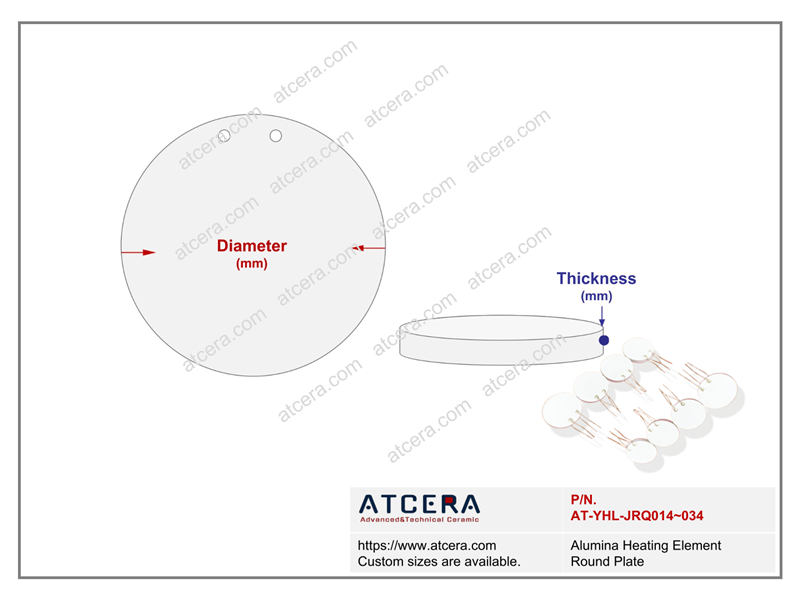 Drawing of Alumina Heating Element Round Plate