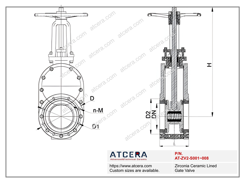 Drawing of Zirconia Ceramic Lined Gate Valve