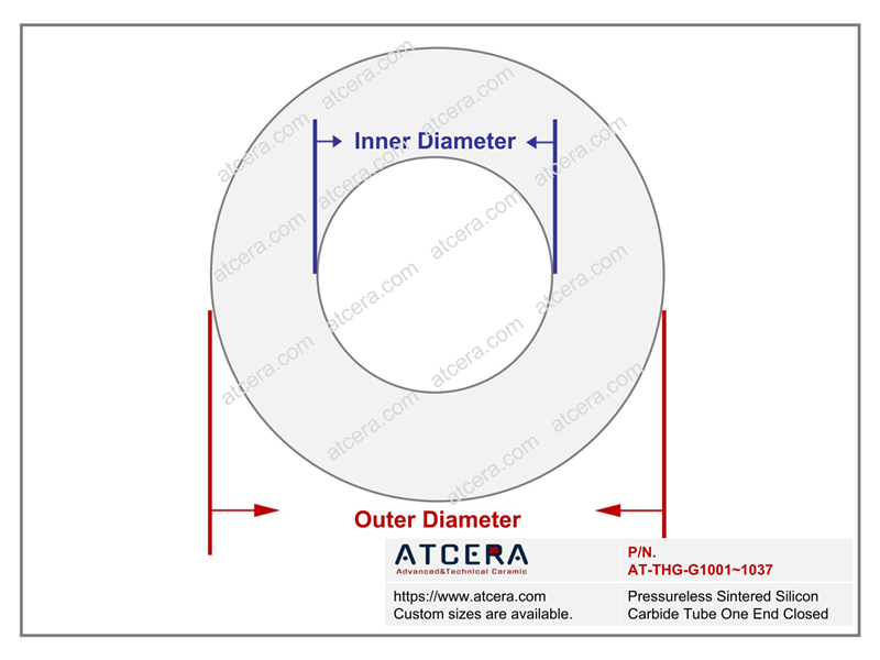 Drawing of Pressureless Sintered Silicon Carbide Tube One End Closed