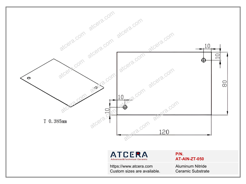 Drawing of AlN Substrate AT-AIN-ZT-050