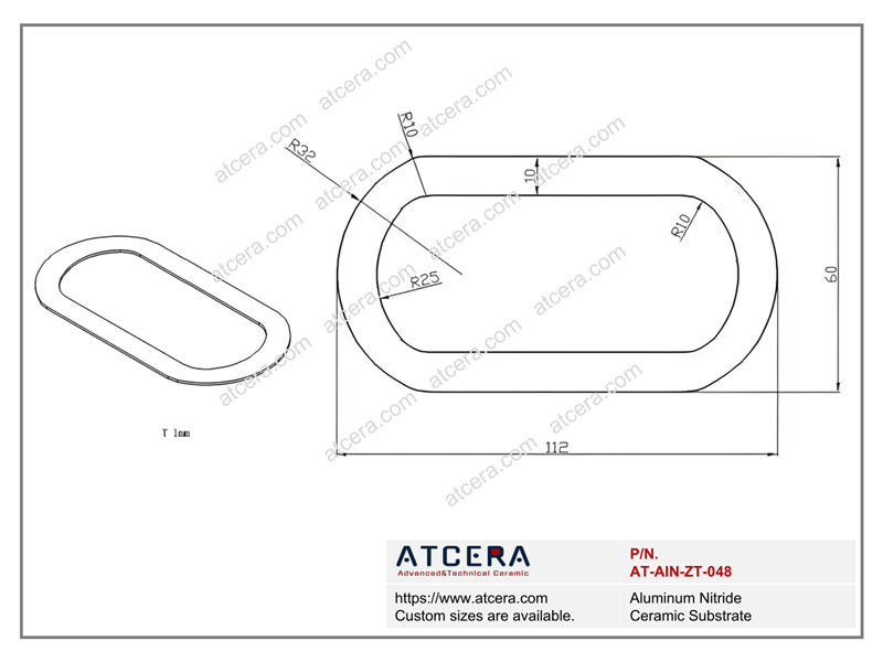 Drawing of AlN Substrate AT-AIN-ZT-048
