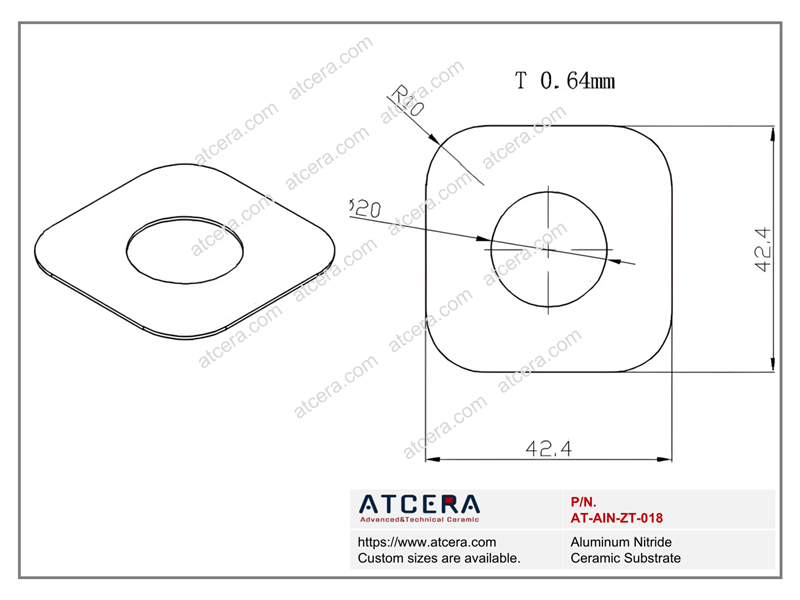 Drawing of AlN Substrate AT-AIN-ZT-018