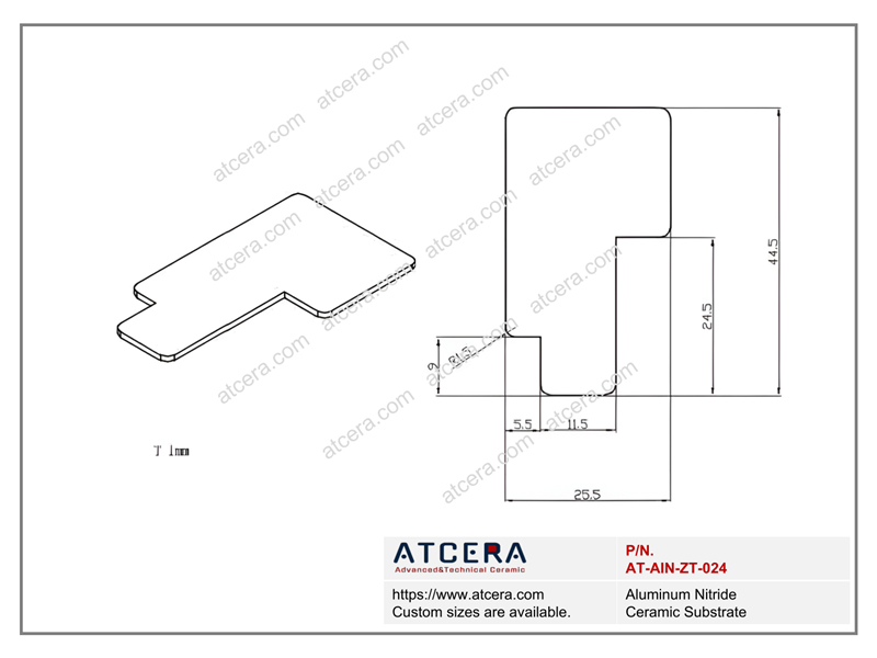 Drawing of  AlN Substrate AT-AIN-ZT-024