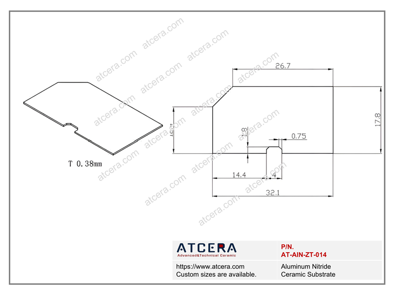 Drawing of AlN Substrate AT-AIN-ZT-014