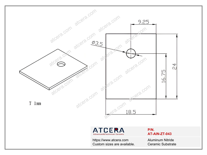 Drawing of AlN Substrate AT-AIN-ZT-043