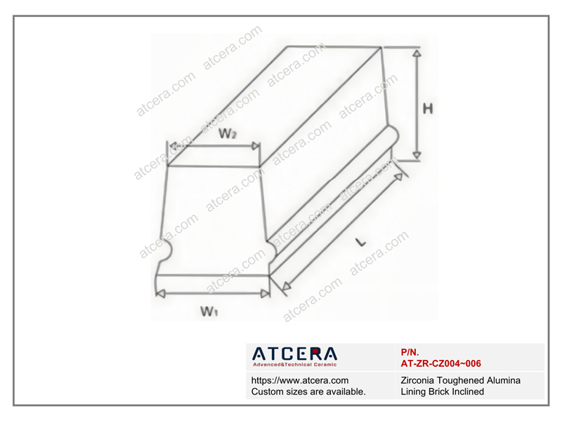 Drawing of Zirconia Toughened Alumina Lining Brick Inclined